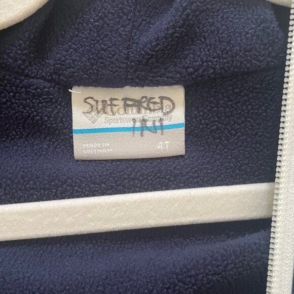 Columbia Boys Size 4T Red Navy Blue Fleece Lined Full Zip Hooded Jacket - Picture 8 of 8